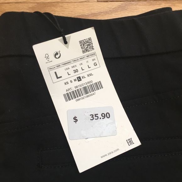 NWT Zara Black Straight Leg Pants - Picture 2 of 3